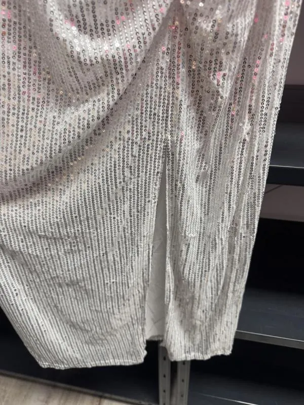 Rochie de ocazie BYSWAN EU 38 | Alb, Midi, Mânecă lungă, Paiete, Poliester - Image 5