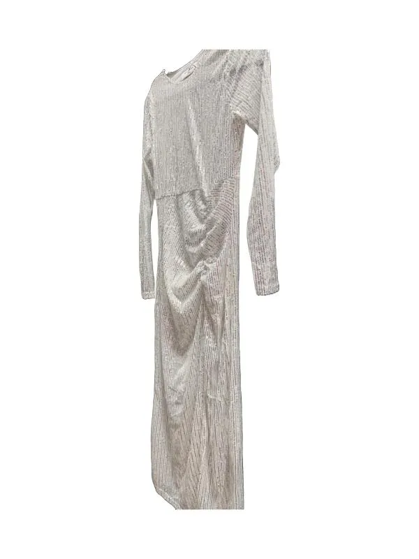Rochie de ocazie BYSWAN EU 38 | Alb, Midi, Mânecă lungă, Paiete, Poliester