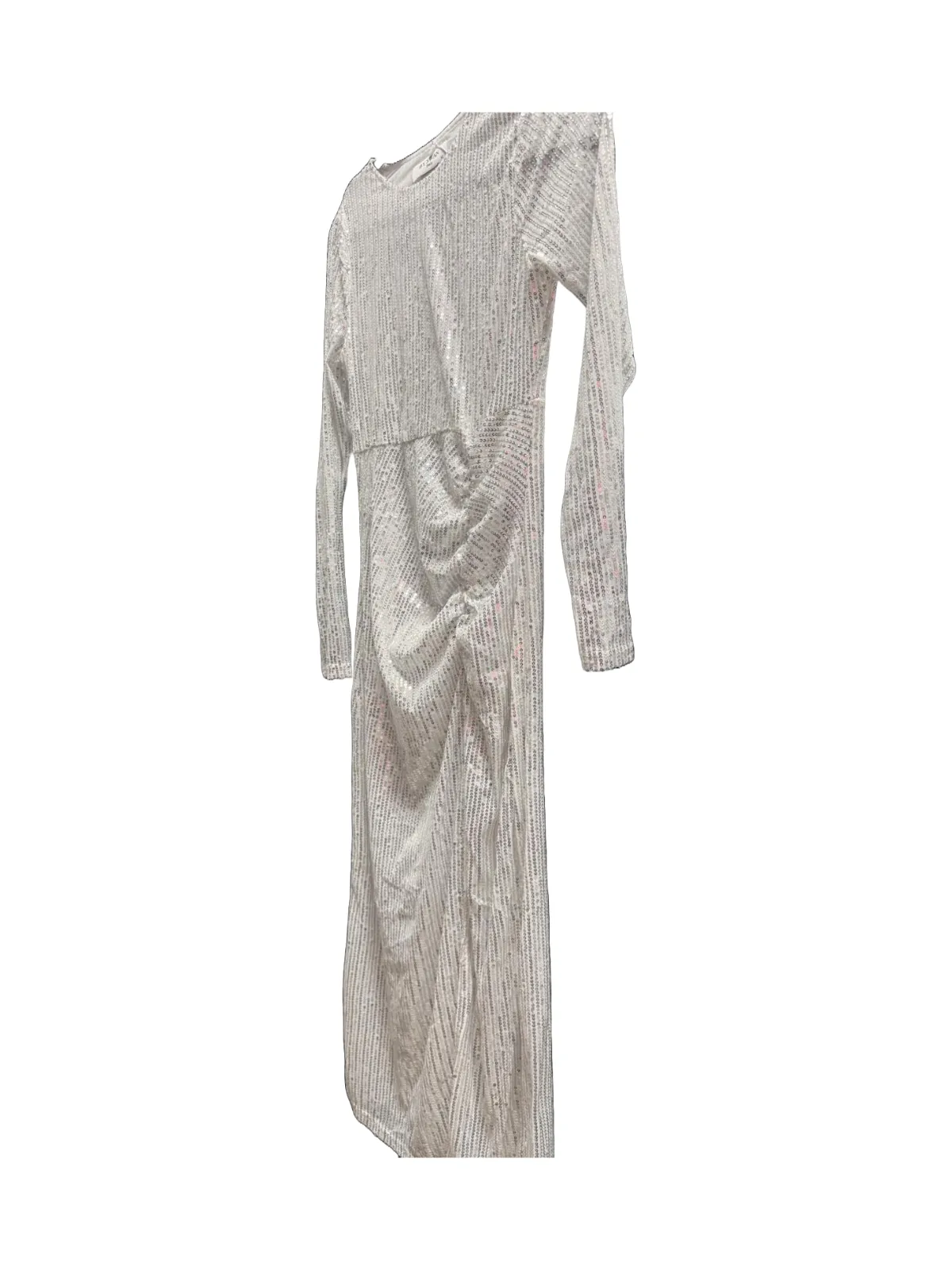 Rochie de ocazie BYSWAN EU 38 | Alb, Midi, Mânecă lungă, Paiete, Poliester