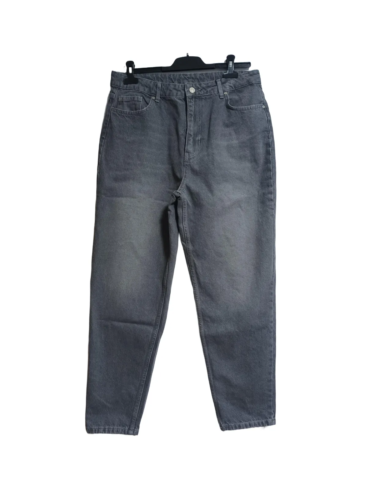 Blugi Trendyol EU 42 | Gri, Lungi, Talie înaltă, Bumbac