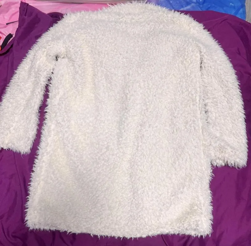 Haină de blană sintetică AMISU EU 36 | Alb, Fără glugă, Blană artificială - Image 7