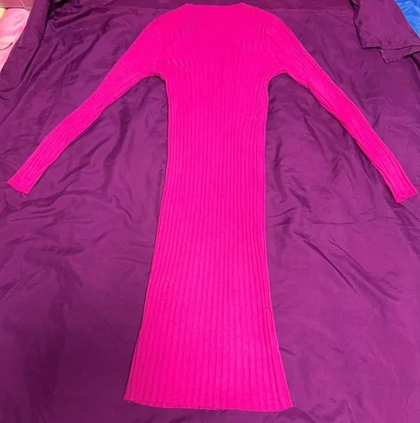 Rochie mulată J&X EU 38 | Fuchsia, Midi, Mânecă lungă, Bumbac - Image 5