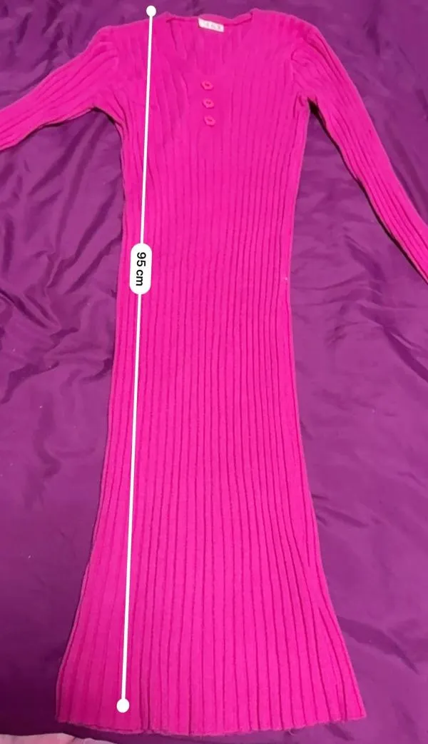Rochie mulată J&X EU 38 | Fuchsia, Midi, Mânecă lungă, Bumbac - Image 6