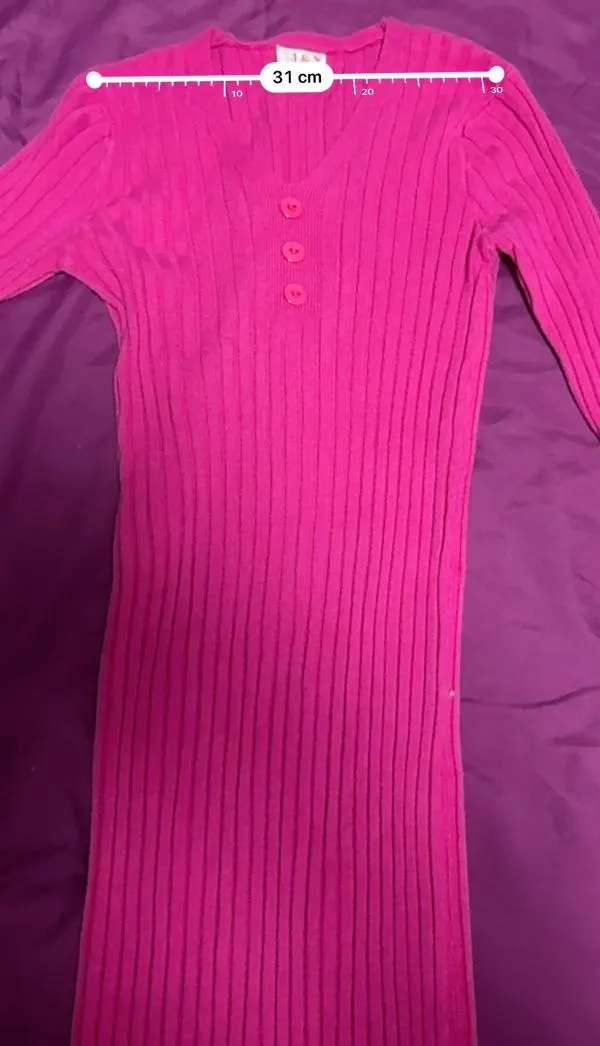 Rochie mulată J&X EU 38 | Fuchsia, Midi, Mânecă lungă, Bumbac - Image 8