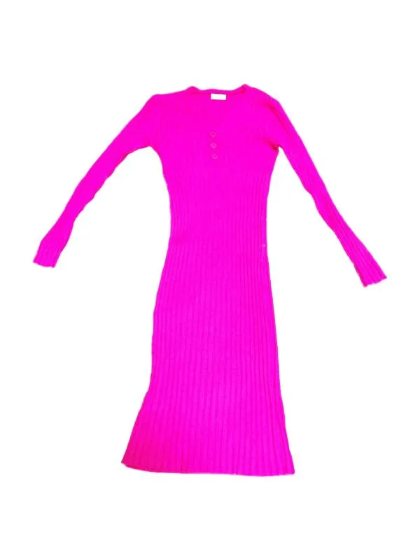 Rochie mulată J&X EU 38 | Fuchsia, Midi, Mânecă lungă, Bumbac