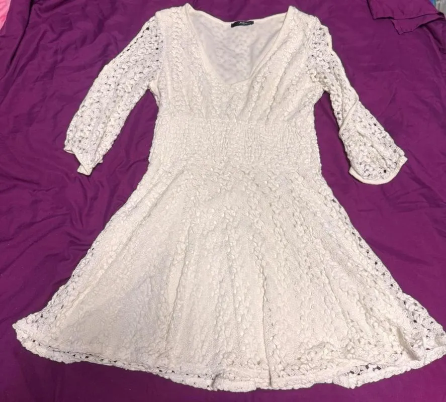 Rochie de seară Jane Norman EU 36 | Alb, Mini, Mânecă trei sferturi, Cu decupaje, Poliester - Image 2