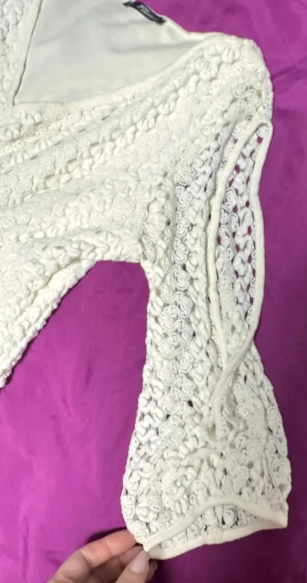 Rochie de seară Jane Norman EU 36 | Alb, Mini, Mânecă trei sferturi, Cu decupaje, Poliester - Image 5
