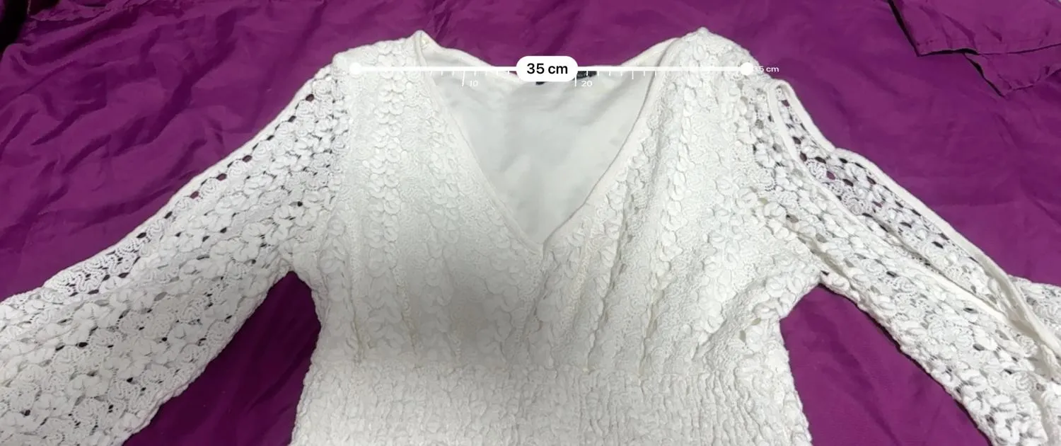 Rochie de seară Jane Norman EU 36 | Alb, Mini, Mânecă trei sferturi, Cu decupaje, Poliester - Image 6