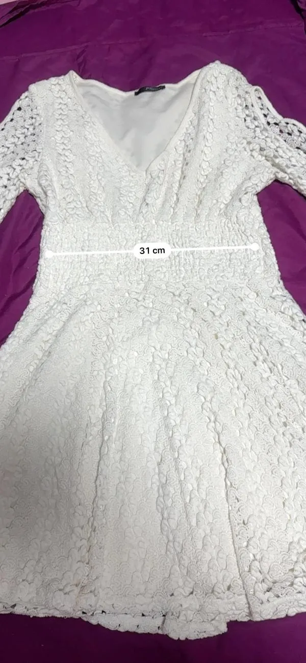 Rochie de seară Jane Norman EU 36 | Alb, Mini, Mânecă trei sferturi, Cu decupaje, Poliester - Image 8