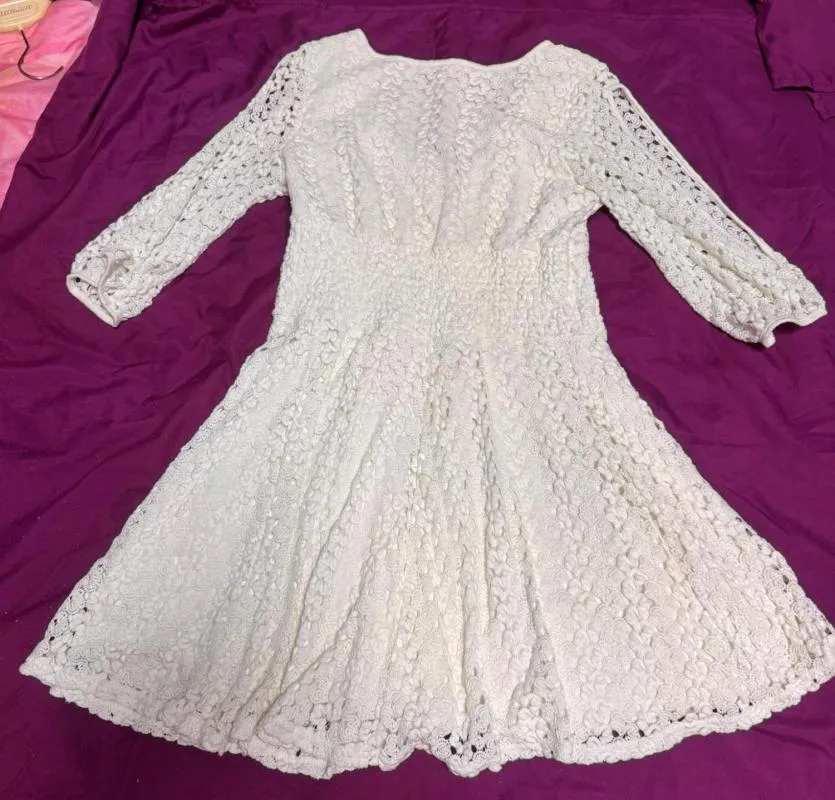 Rochie de seară Jane Norman EU 36 | Alb, Mini, Mânecă trei sferturi, Cu decupaje, Poliester - Image 10