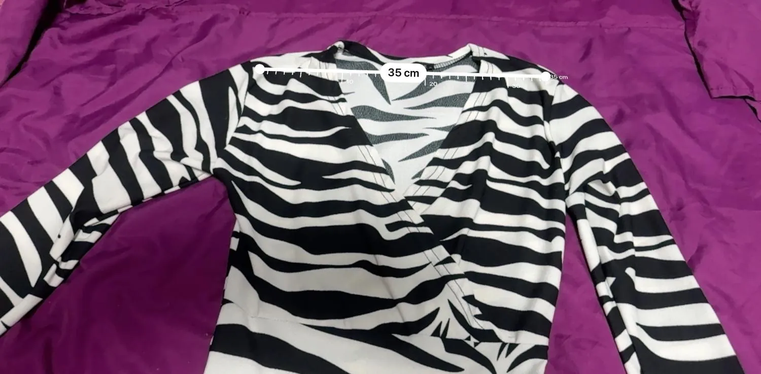 Rochie casual CALIENTE EU 36 | Alb, Mini, Mânecă lungă, Animal print, Poliester - Image 4
