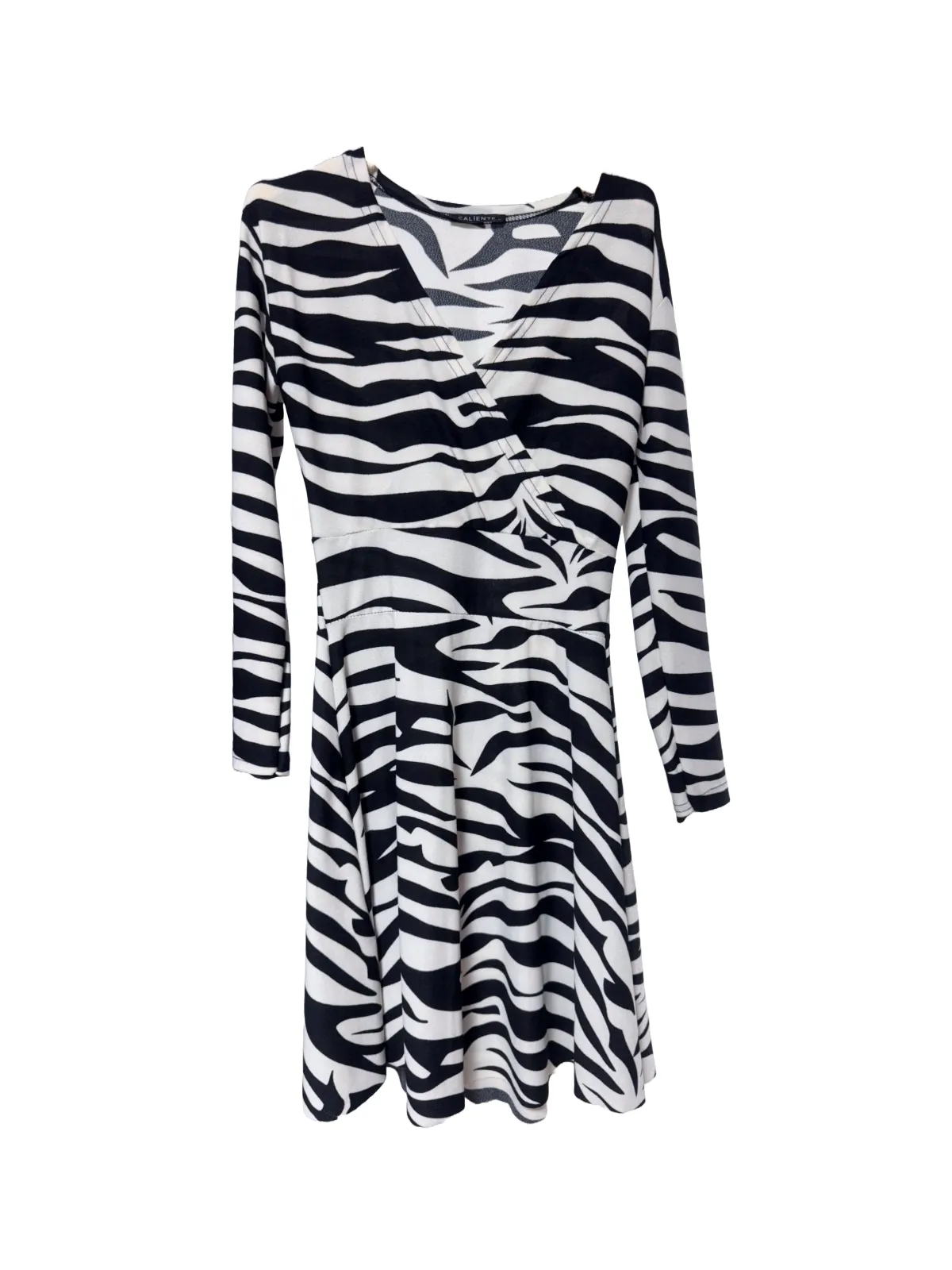 Rochie casual CALIENTE EU 36 | Alb, Mini, Mânecă lungă, Animal print, Poliester