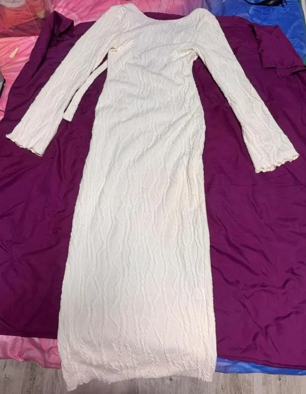 Rochie de seară Shein EU 38 | Alb, Maxi, Mânecă lungă, Tall, Cu decupaje, Poliester - Image 2