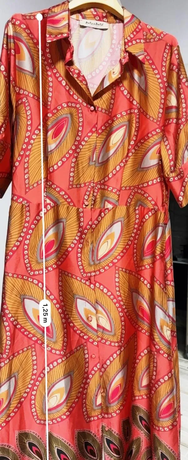 Rochie casual Amélie & EU 38 | Portocaliu, Maxi, Mânecă lungă, Abstract Color Block, Poliester - Image 6