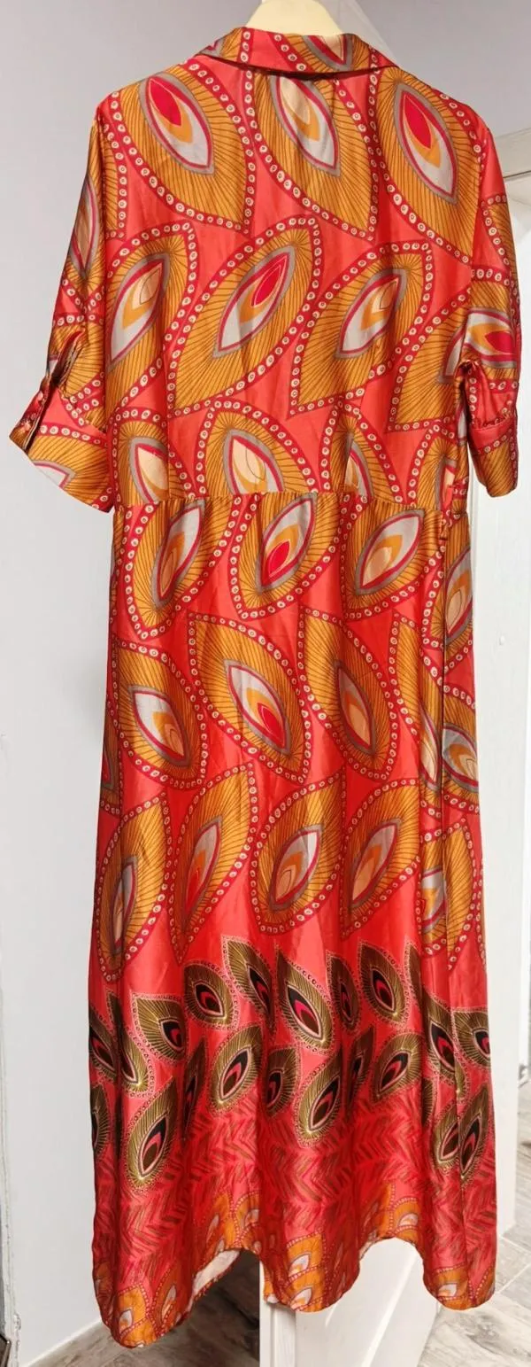 Rochie casual Amélie & EU 38 | Portocaliu, Maxi, Mânecă lungă, Abstract Color Block, Poliester - Image 7