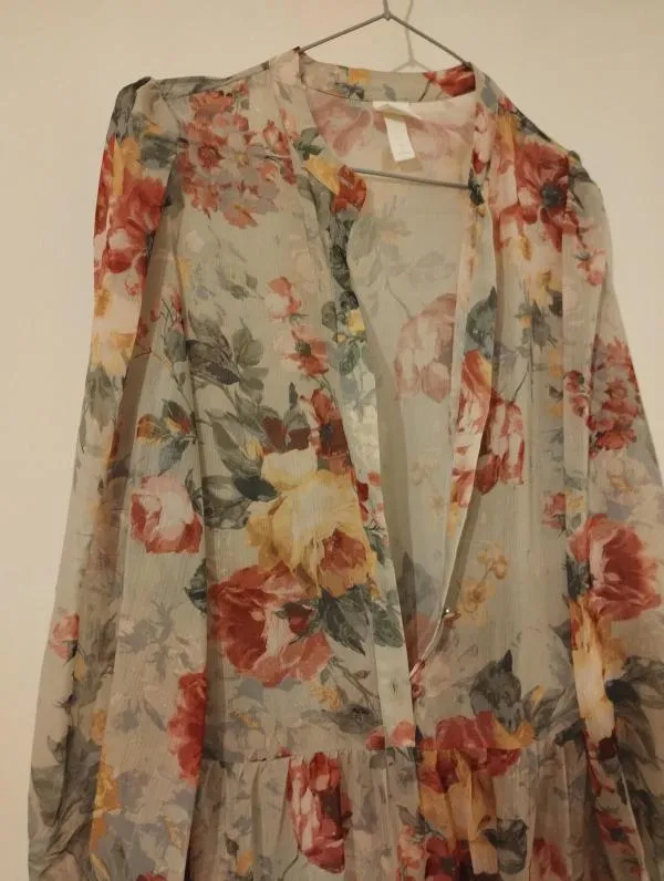 Rochie casual H&M S | Gri, Maxi, Floral & Tropical - Image 9