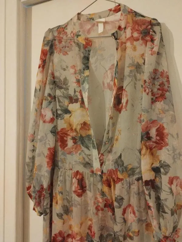 Rochie casual H&M S | Gri, Maxi, Floral & Tropical - Image 3