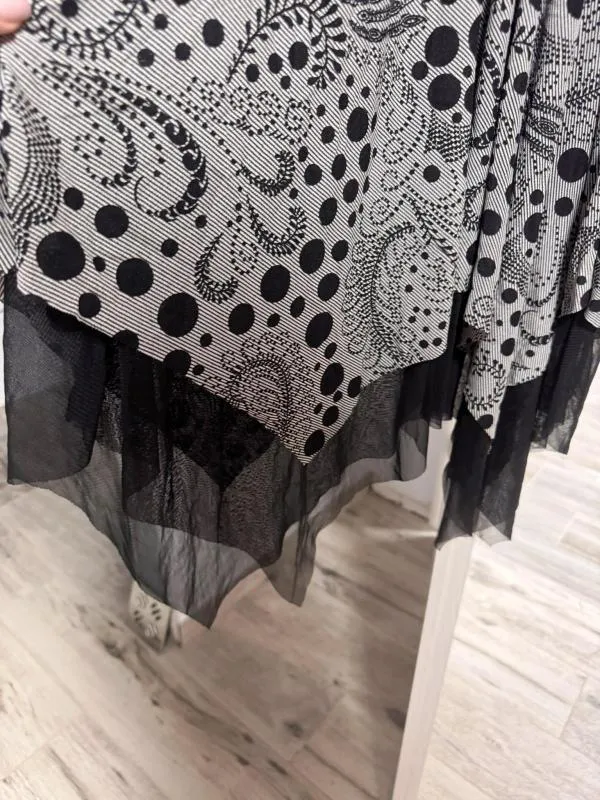 Rochie de seară SAN HONG EU 38 | Gri, Midi, Fără mâneci, Floral & Tropical, Design asimetric, Poliester - Image 5