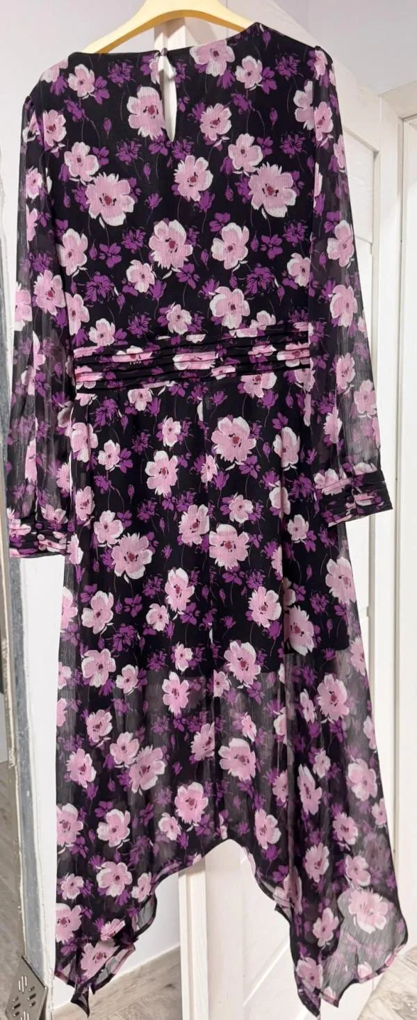 Rochie casual Pimkie EU 36 | Mov, Midi, Mânecă lungă, Floral & Tropical, Design asimetric, Poliester - Image 6