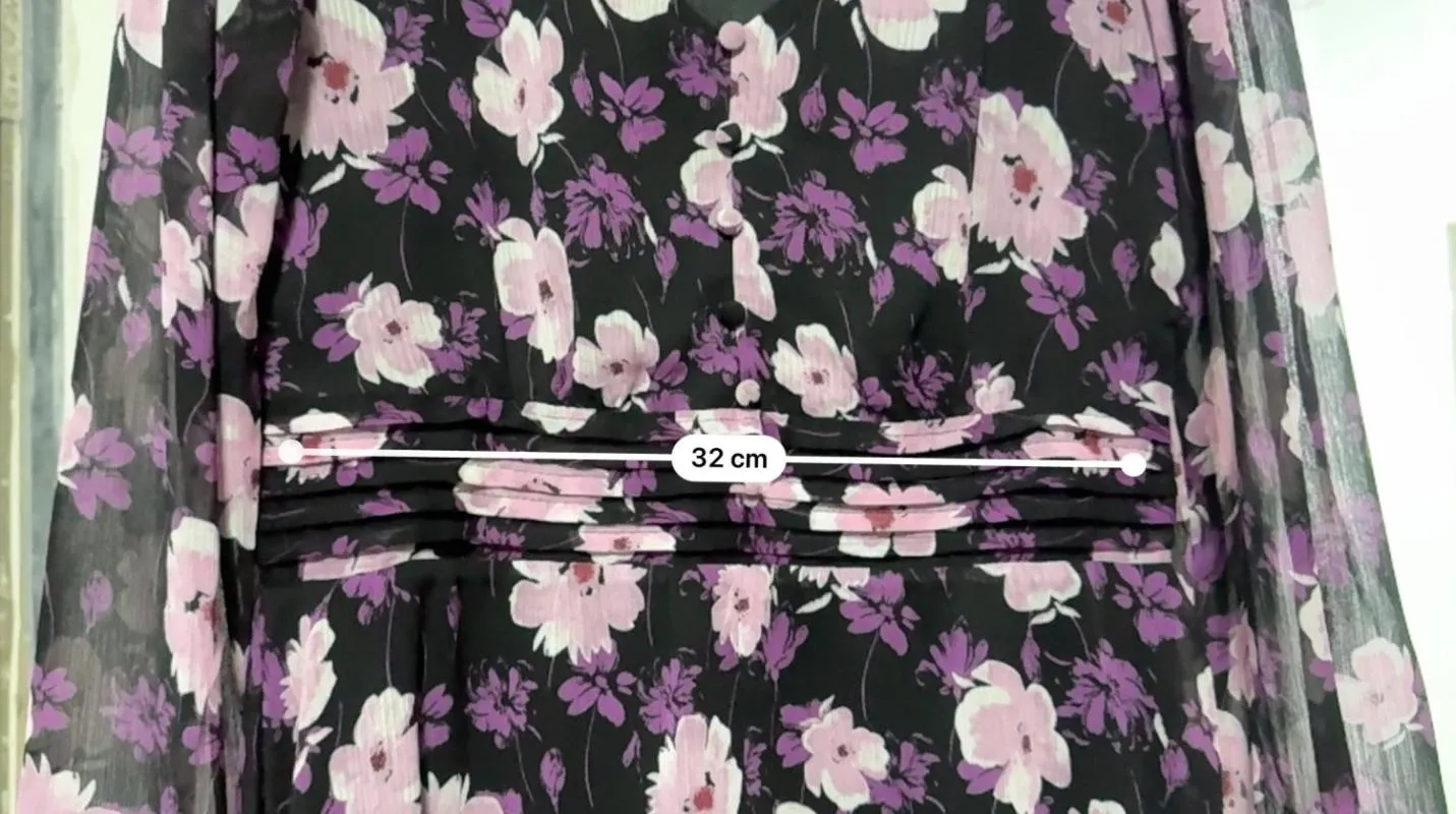 Rochie casual Pimkie EU 36 | Mov, Midi, Mânecă lungă, Floral & Tropical, Design asimetric, Poliester - Image 12