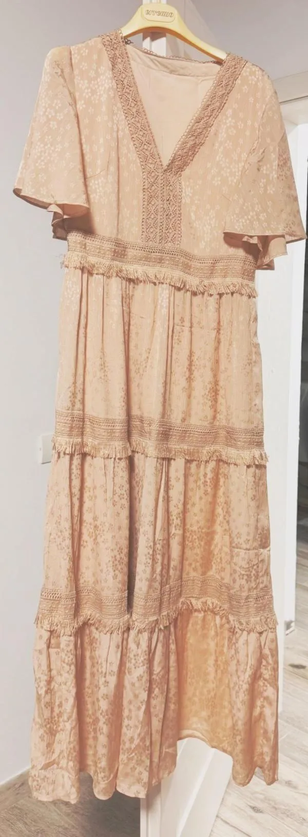 Rochie casual Shein EU 36 | Bej, Midi, Mânecă scurtă, Franjuri, Poliester - Image 6