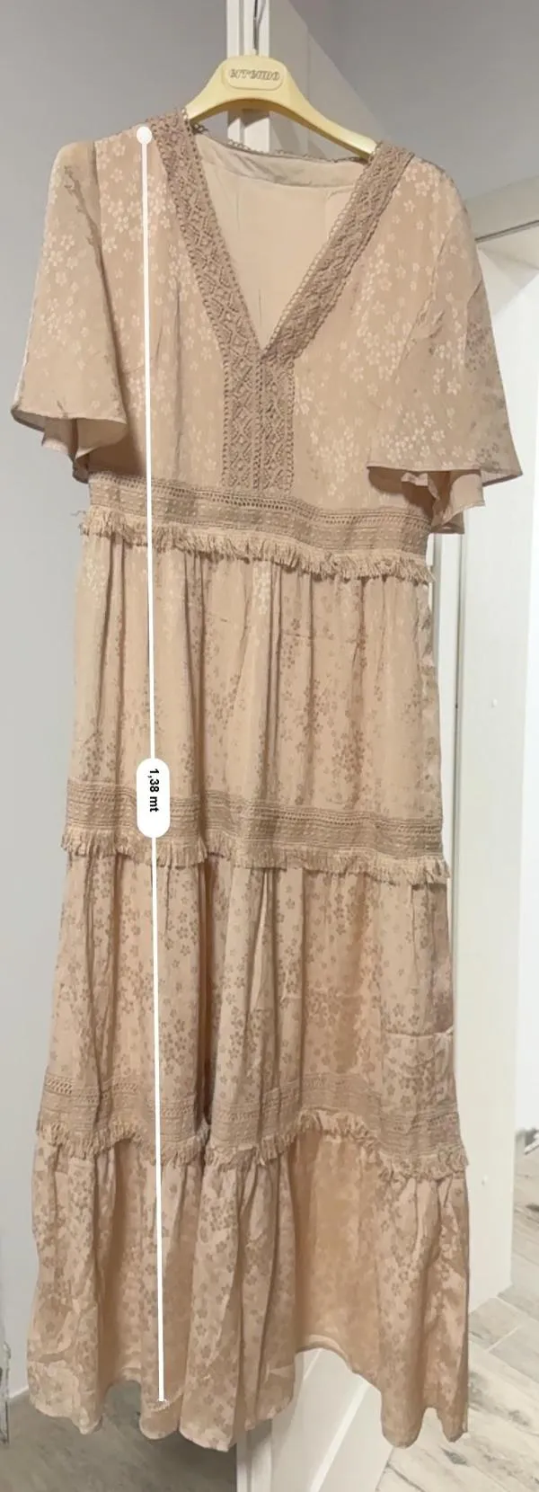 Rochie casual Shein EU 36 | Bej, Midi, Mânecă scurtă, Franjuri, Poliester - Image 8
