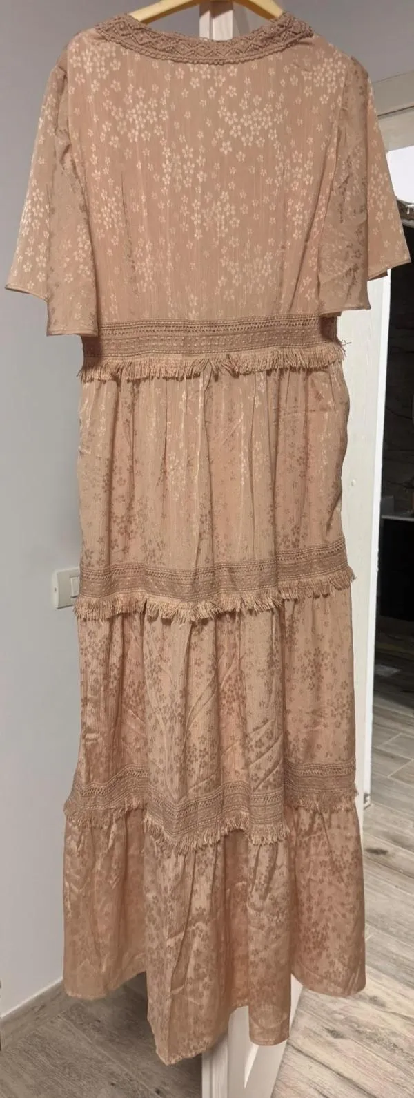 Rochie casual Shein EU 36 | Bej, Midi, Mânecă scurtă, Franjuri, Poliester - Image 7