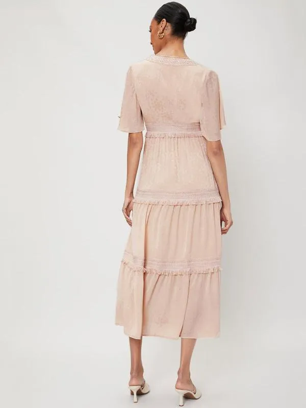 Rochie casual Shein EU 36 | Bej, Midi, Mânecă scurtă, Franjuri, Poliester - Image 4