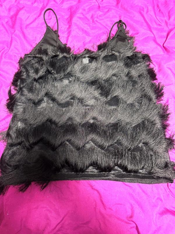 Top cu franjuri H&M EU 36 | Negru, Normal, Bretele subțiri, Franjuri, Poliester - Image 4