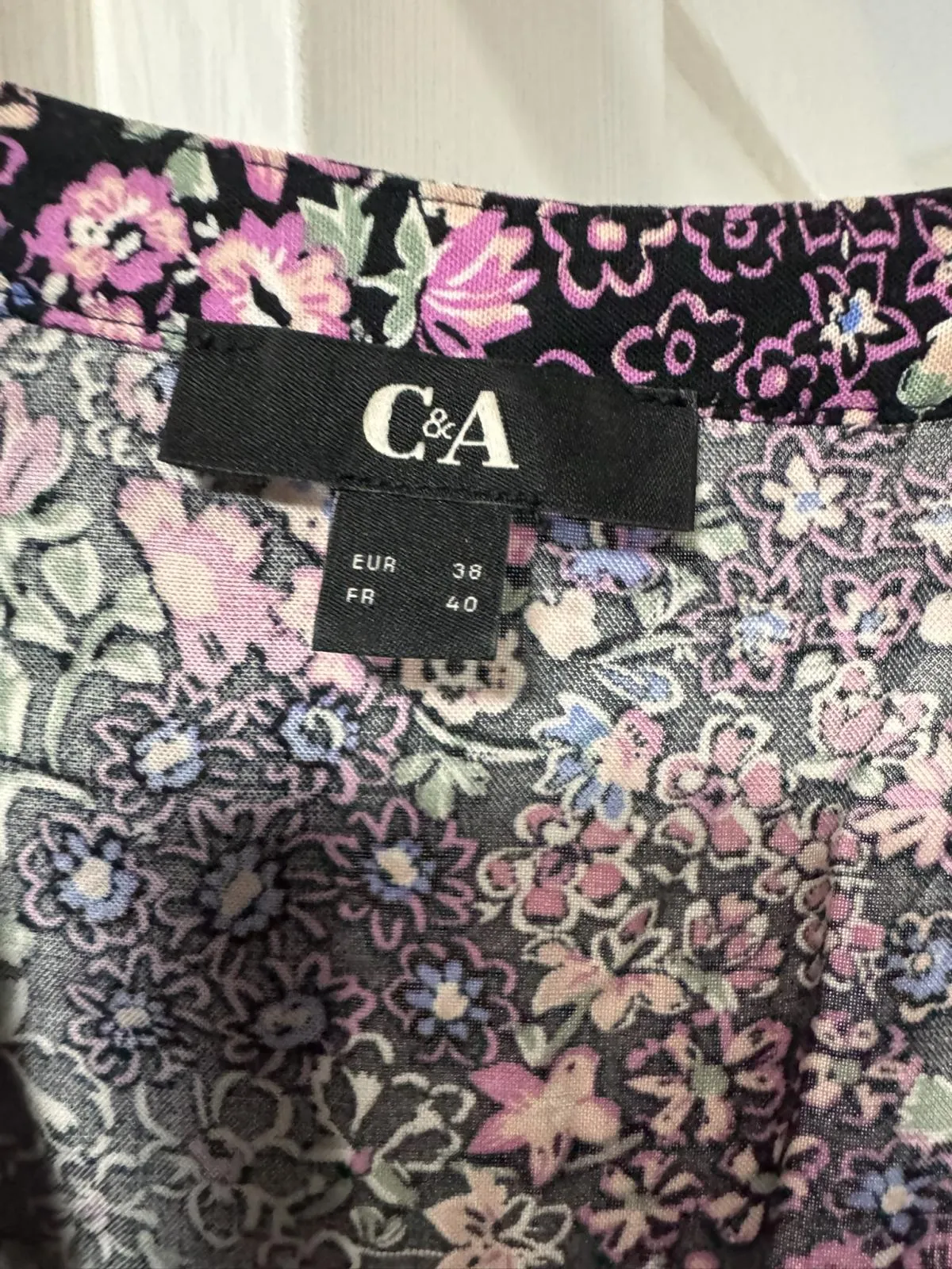 Rochie casual C&A EU 38 | Mov, Mini, Mânecă lungă, Floral & Tropical, Poliester - Image 4