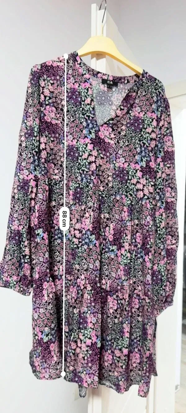 Rochie casual C&A EU 38 | Mov, Mini, Mânecă lungă, Floral & Tropical, Poliester - Image 5