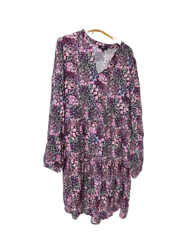 Rochie casual C&A EU 38 | Mov, Mini, Mânecă lungă, Floral & Tropical, Poliester