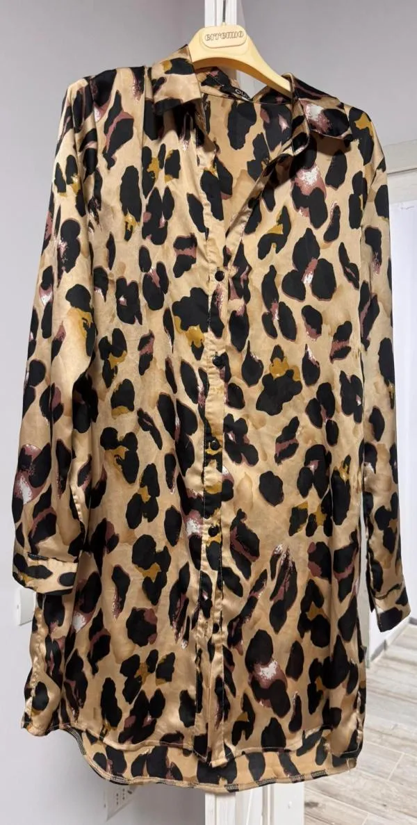 Rochie tip cămașă QUIZ EU 38 | Caramel, Mini, Mânecă lungă, Animal print, Poliester - Image 2