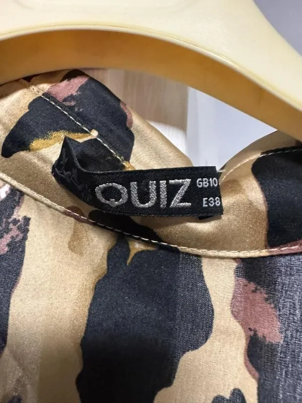 Rochie tip cămașă QUIZ EU 38 | Caramel, Mini, Mânecă lungă, Animal print, Poliester - Image 4