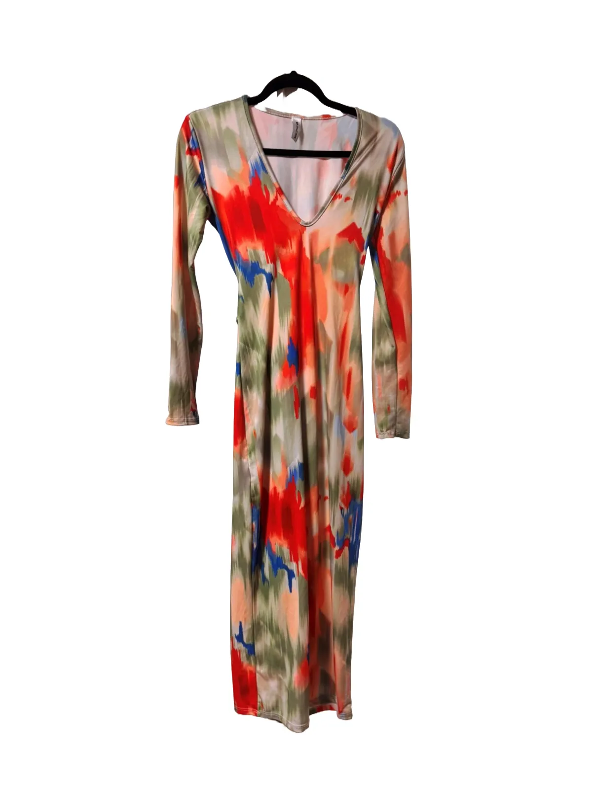 Rochie mulată NEW COLLECTION EU 36 | Multicolor, Midi, Mânecă lungă, Floral & Tropical, Poliester