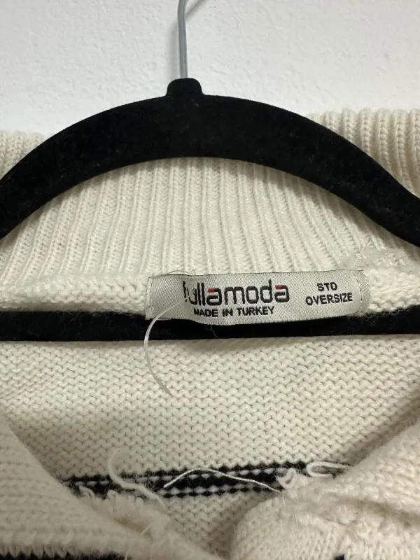 Pulover Fullamoda XS | Bej, Cropped (Scurt), Mânecă lungă, Regular fit, Bumbac - Image 3