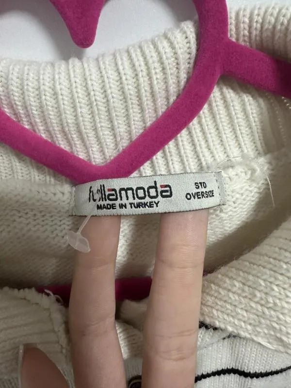Pulover Fullamoda XS | Bej, Cropped (Scurt), Mânecă lungă, Regular fit, Bumbac - Image 6