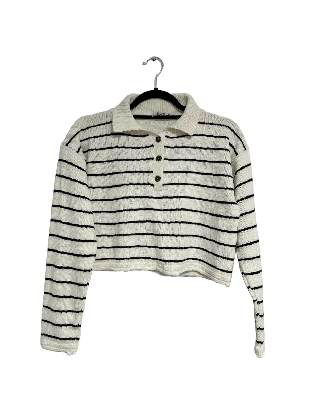 Pulover Fullamoda XS | Bej, Cropped (Scurt), Mânecă lungă, Regular fit, Bumbac