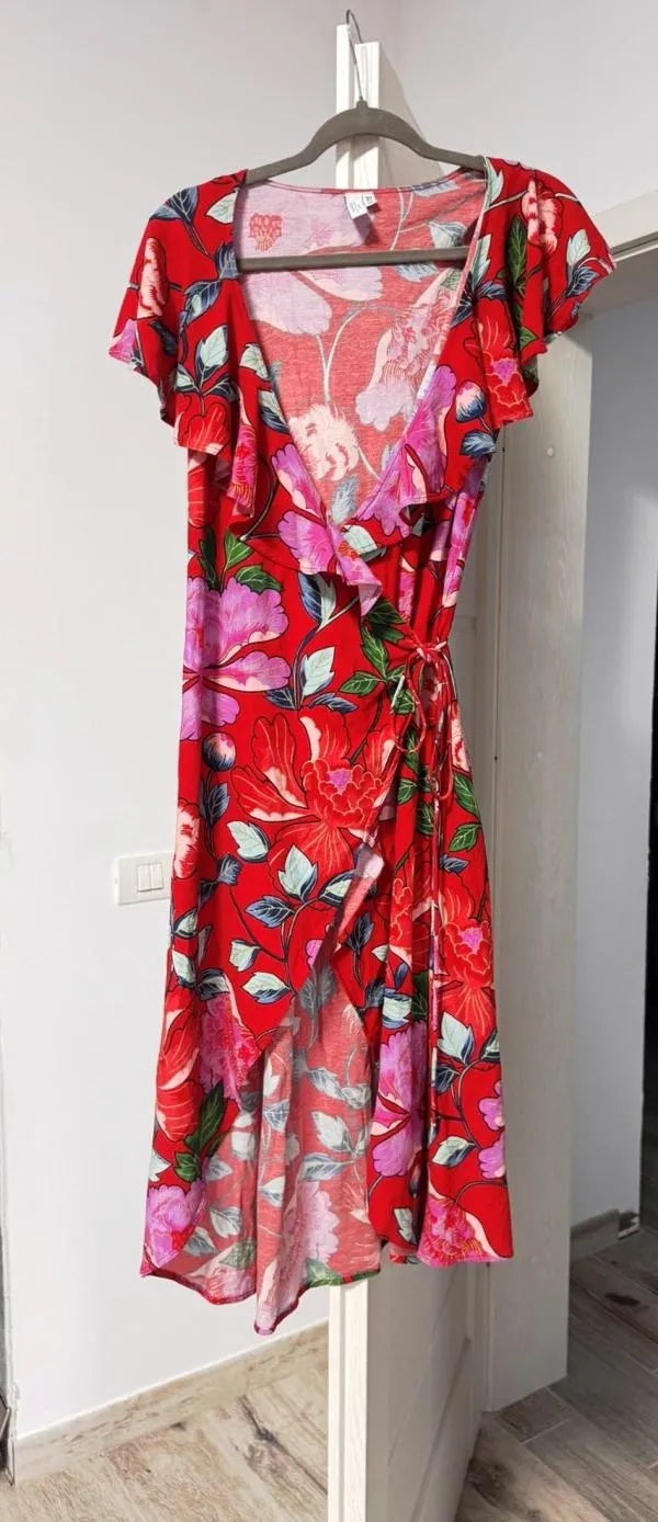 Rochie casual & Other Stories EU 38 | Multicolor, Midi, Mânecă scurtă, Floral Tropical, Design asimetric, Bumbac - Image 2