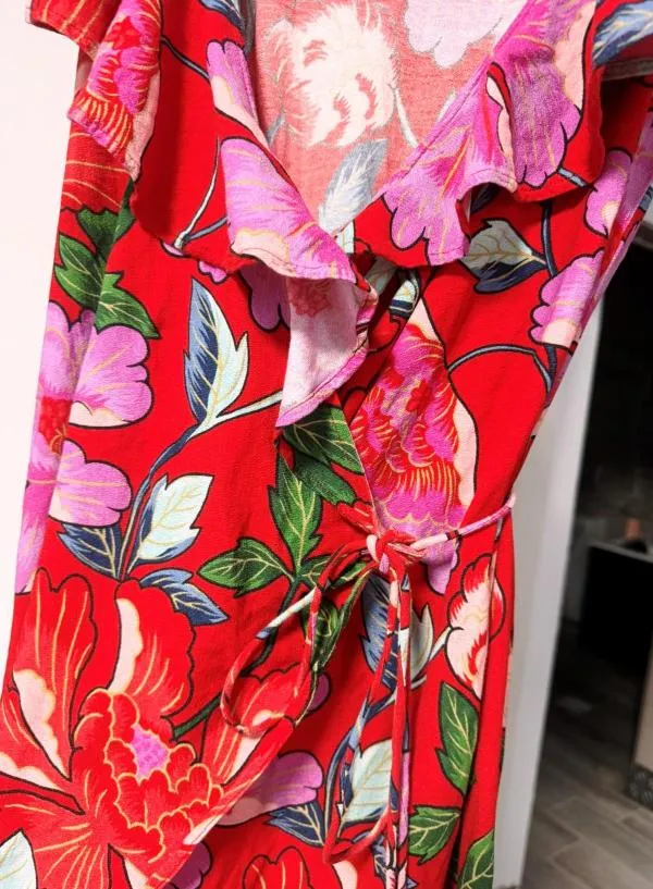 Rochie casual & Other Stories EU 38 | Multicolor, Midi, Mânecă scurtă, Floral Tropical, Design asimetric, Bumbac - Image 8