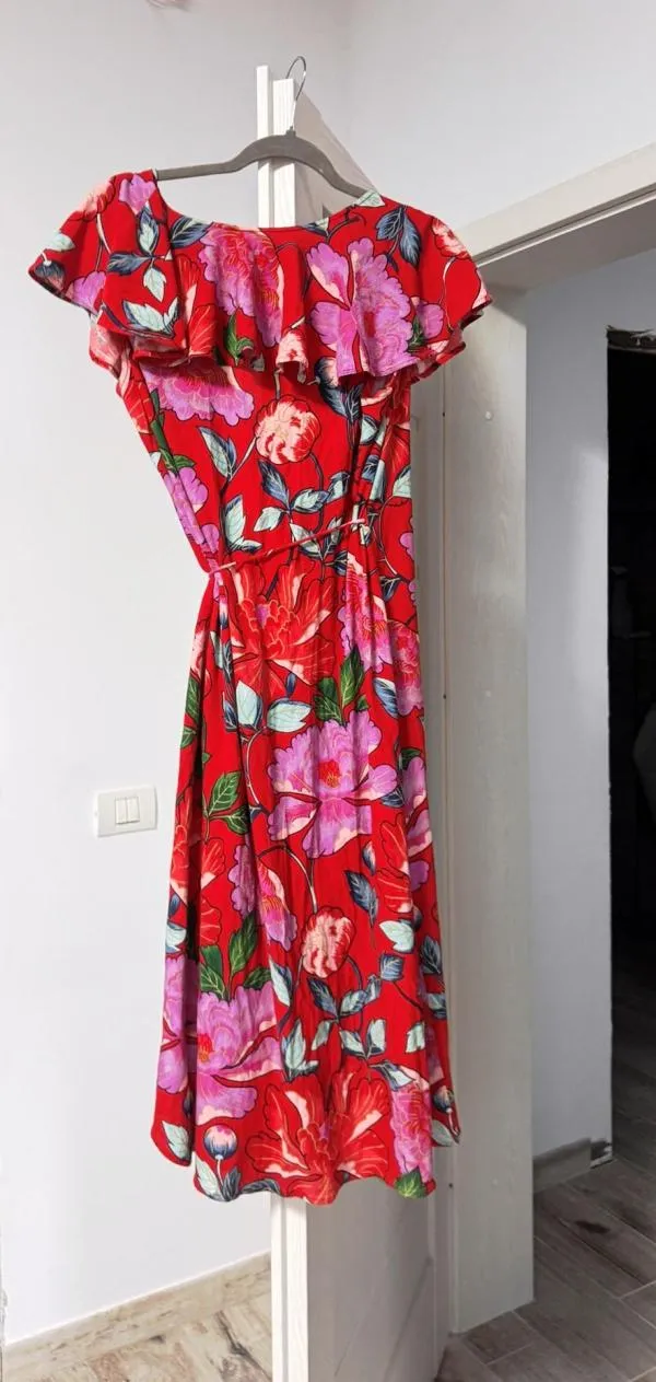 Rochie casual & Other Stories EU 38 | Multicolor, Midi, Mânecă scurtă, Floral Tropical, Design asimetric, Bumbac - Image 3