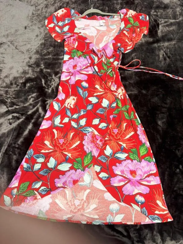 Rochie casual & Other Stories EU 38 | Multicolor, Midi, Mânecă scurtă, Floral Tropical, Design asimetric, Bumbac - Image 4