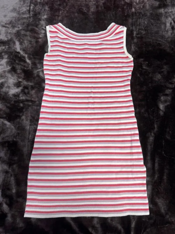 Rochie mulată Lucy EU 36 | Roșu, Mini, Fără mâneci, Dungi, Vâscoză - Image 3