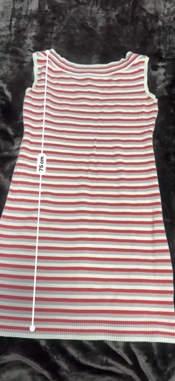 Rochie mulată Lucy EU 36 | Roșu, Mini, Fără mâneci, Dungi, Vâscoză - Image 6