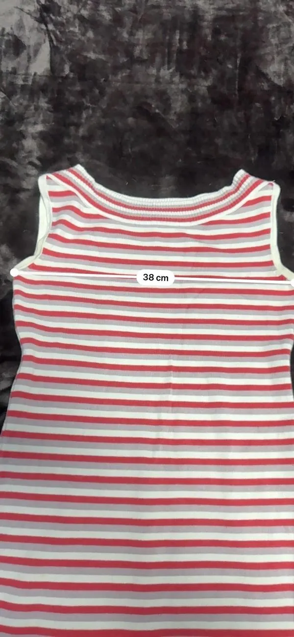Rochie mulată Lucy EU 36 | Roșu, Mini, Fără mâneci, Dungi, Vâscoză - Image 7