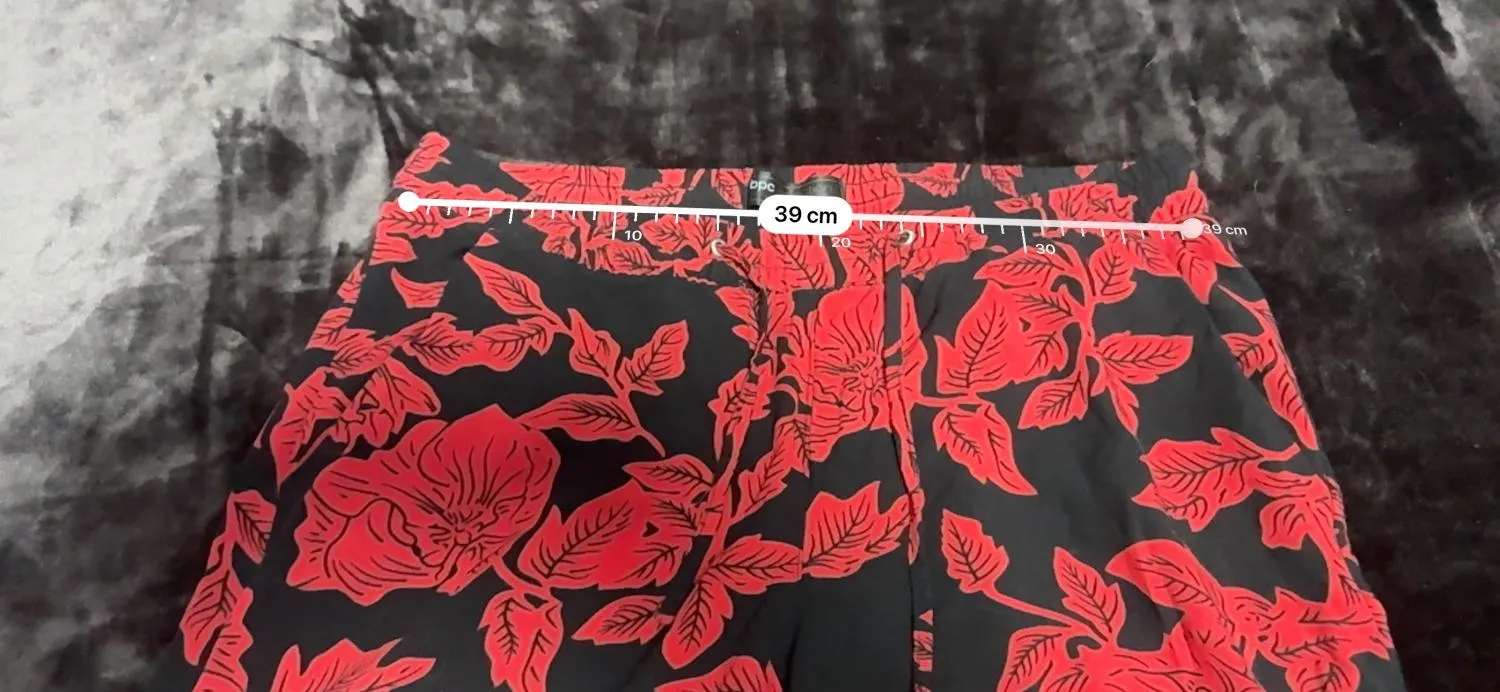 Pantaloni bpc EU 36 | Roșu, Lungi, Talie înaltă, Wide Leg fit, Floral & Tropical, Vâscoză - Image 5