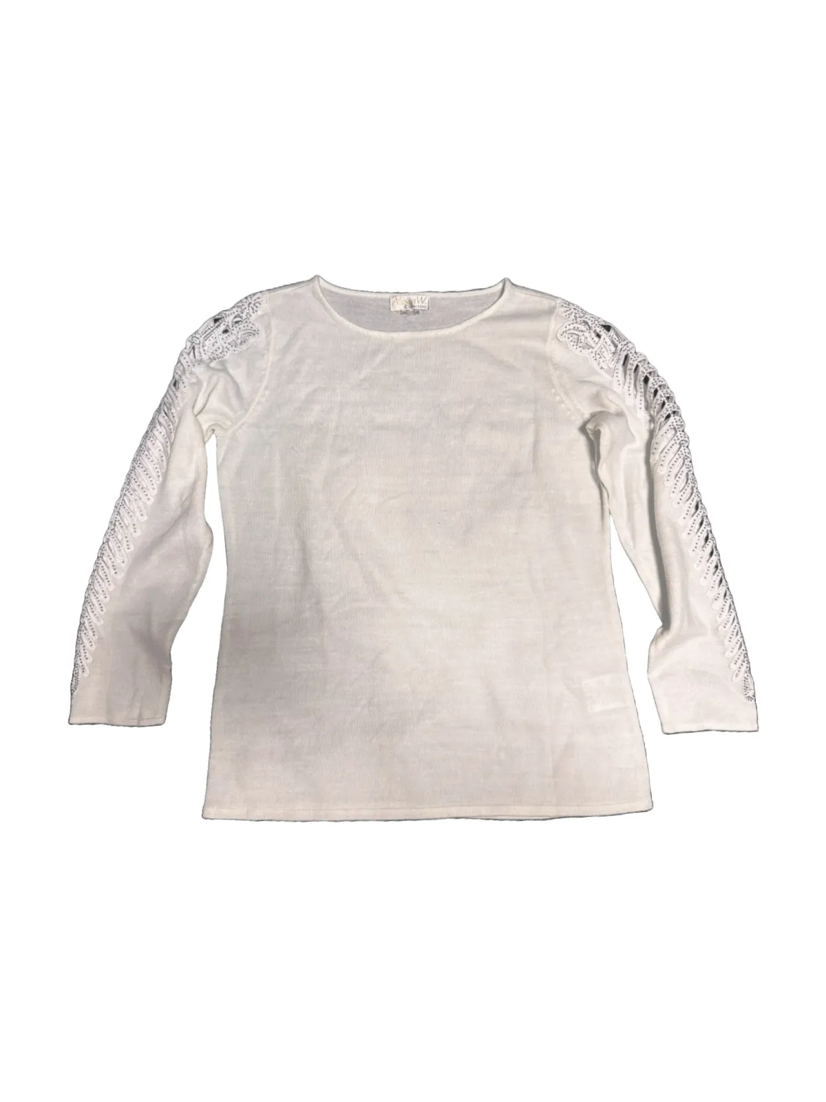 Bluză Alessa W. EU 38 | Alb, Normal, Mânecă lungă, Paiete, Acrilic