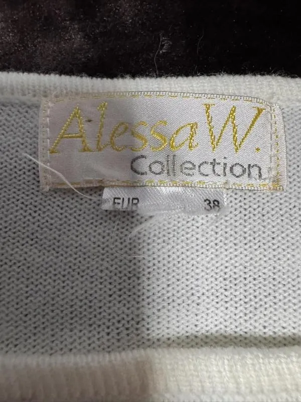 Bluză Alessa W. EU 38 | Alb, Normal, Mânecă lungă, Paiete, Acrilic - Image 5