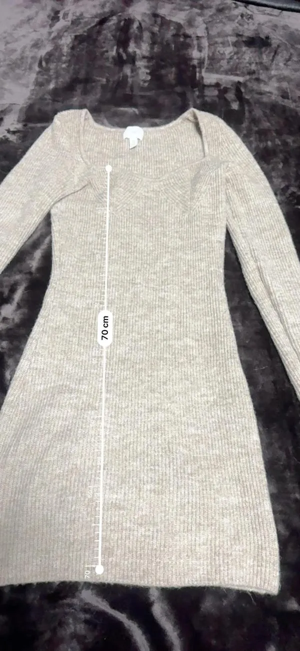 Rochie mulată H&M EU 36 | Bej, Mini, Mânecă lungă, Acrilic - Image 6