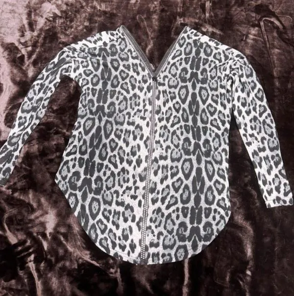 Bluză QUIZ EU 36 | Bej, Normal, Mânecă lungă, Animal print, Design asimetric, Poliester - Image 5